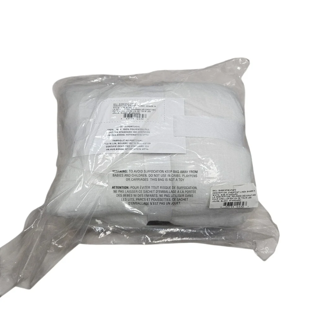 Parachute‎ NWT Everyday Linen Shams Pure White Standard Size Set of 2 Minimalist